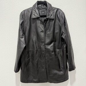 JLC‎ Women's long Black Leather Jacket XL
